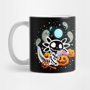 Axolotl Halloween Gifts Spooky Skeleton Axolotl Mug